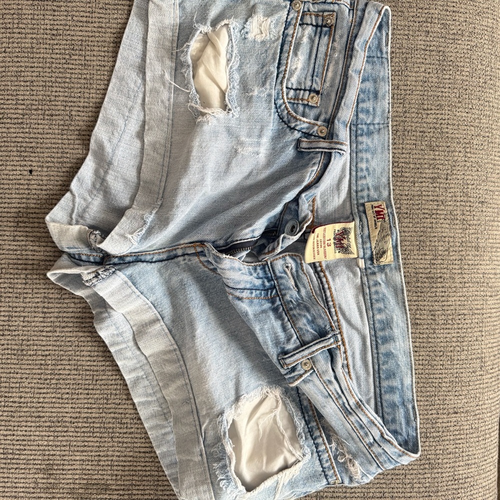 YMI Light Blue Distressed Jean Shorts